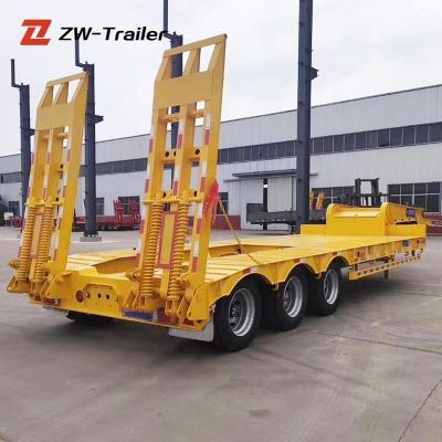 China Truck Trailer Cheap Customized 3 Axles Excavator Transport 60ton Used Lowbed Semi Trailers for sale