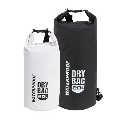 China Floating Dry Bag Waterproof Wet White PVC Tarpaulin Rafting Waterproof Wet Dry Swimming Bag 20l for sale