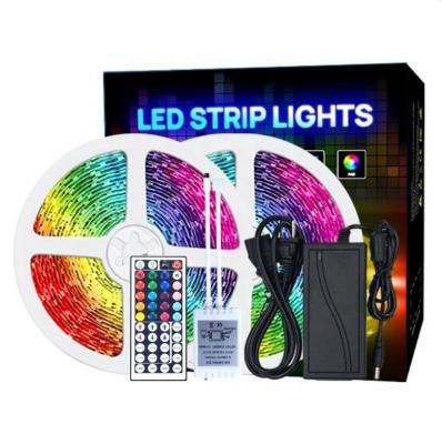 China Hotel 5 Meters 5050 RGB LED Smart Strip Light Kits, 10m Waterproof LED Strip Lights Set With Remote For Home Lighting for sale