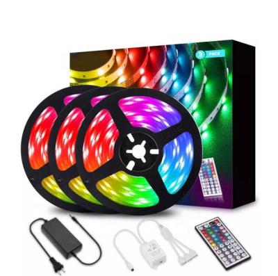 China Hotel 5 Meters 5050 RGB LED Smart Strip Light Kits, 10m Waterproof LED Strip Lights Set With Remote For Home Lighting for sale