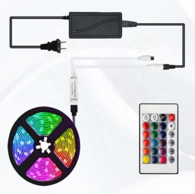 China Hotel LED Strip Light Drop Shipping Full 5M Waterproof 5050 RGB Color USB Powered 24 Key Remote LED Lighting for sale