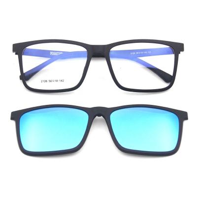 China Utlem Lightweight Soft Clip On Square Sunglasses Women Clip On Blue Glass Lenses Factory Polarized Optical Frame for sale