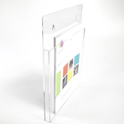 China Gift Spring Sign Wall Mount Clear Acrylic Brochure Holder 8.5 x 11 inches for sale