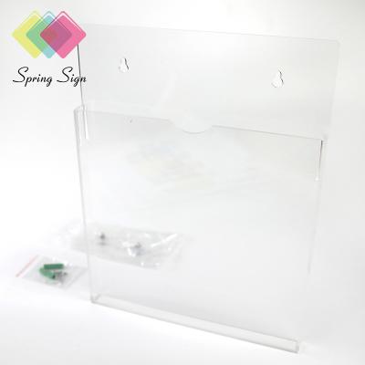 China Gift Spring Sign A4 Wall Mount Clear Acrylic Brochure Holders Acrylic Hang Folder Organizer for sale