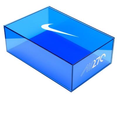 China Custom Logo Printing Acrylic Shoe Box Gift Spring Sign With Drawer Acrylic Sneaker Collection Box for sale