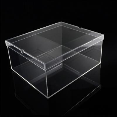 China Clear Acrylic Gift Spring Sign Shoe Box With Lid Transparent Acrylic Shoe Display Box for sale