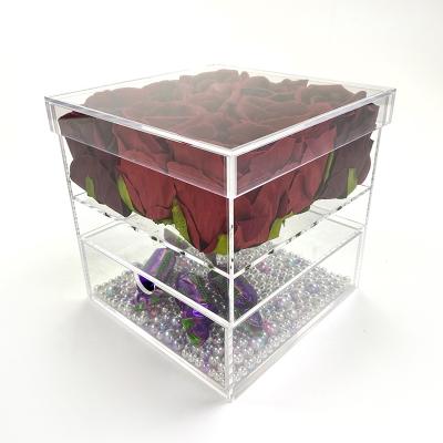 China Gift Spring Sign Wholesale 9 Hole Rose Boxes And Acrylic Flower Box With Drawer for sale