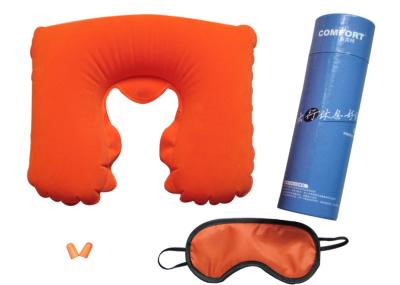 China PVC flocking / polyester / PP cotton inflatable travel Pillow set for air travel for sale