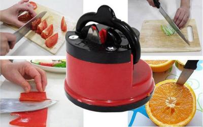 China Mini Manual Kitchen Knife Sharpener ABS Plastic Lightweight With Suction Cup Kitchen Tool for sale