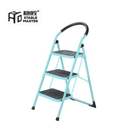 China Modern Metal Stairs Ladder 3 Step Outdoor Steel Folding Ladders Household Cheap Modern Max Load 150kg for sale