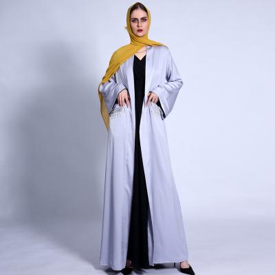 China JML-1303# Breathable Exporting Middle East Style Hand Made Abaya Bead Dress Open Front Abaya Arab Dress for sale