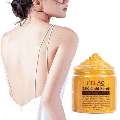 China Exfoliator Private Label Natural Whitening Face And Body 24K Gold Organic ExfoliatingSugar Anti Aging Scrub for sale