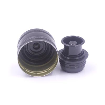 China Non puddle in stocked aluminum 31.5mm green gold black color olive oil ropp cap with plastic insert for sale