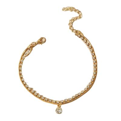 China Jewelry Priced Appropriate Jewerly Popular Simple Rhinestone Good Quality Gold Plated Anklets for sale