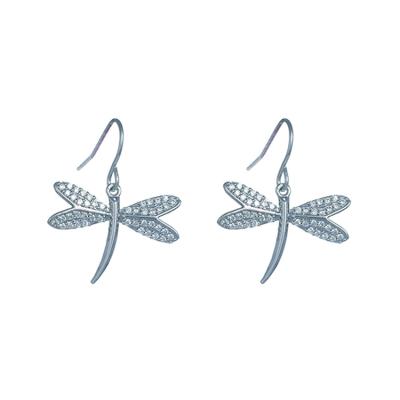 China 2021 Wholesale CLASSIC Zircon Dragonfly Necklace Earring Women's Fashion Jewelry Cheap Copper Set For Women for sale