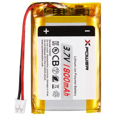 China Toys kc 3.7V 1800mah lithium polymer battery XPOWER 103450 Lipo battery for wireless sensor for sale