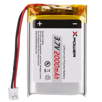 China Toys UL 3.7V 2000mah Lithium Polymer Battery XPOWER 103450 Lipo Battery Approved For Solar Garden LED for sale