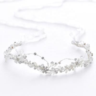 China Amelie 100% Pearl Crystal Wedding Hair Vine Women Fashion Pure Handmade Delicate Headband Hair Bridal Accessories for sale