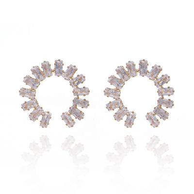 China CLASSIC Simple Rhinestone Earrings Bridal Accessories Wedding Jewelry Circle Earrings For Women Girl for sale