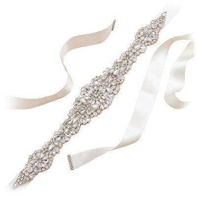 China Exquisite Luxury Rhinestone Flatback Applique Sash Handmade Wedding Bridal Belts For Women Lady Dress for sale