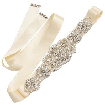 China Elegant Flatback Sash Bridal Wedding Belt Appliques Crystal Trim Dress Belts For Women for sale