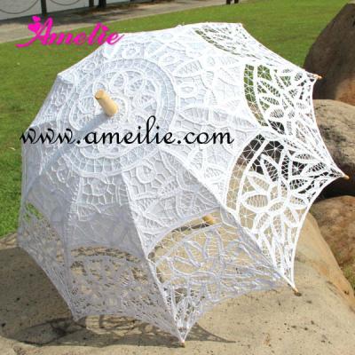 China A0138 2018 Victorian Lace Wedding Umbrella - White/Ivory/Black for sale