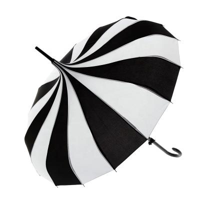 China All In 1 Party Decoration Classic Style Umbrella Inspired By Bella Pagoda Vintage With Black And White Stripes Colors for sale