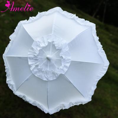 China Eco-friendly Handmade Pongee Fabric Frill Wedding Bridesmaid Nice Party Gifts Umbrella Photo Prop for sale