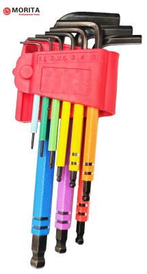 China Screwdriver and socket set Multi Colour Ball End Allen Key Set 9 Pce CR-V Steel Diamond Shaped Tips Design for sale