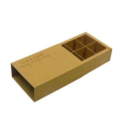 China Recyclable Custom Design Wholesale OEM Brown Chocolate Packaging Boxes Cardboard Paper Divider Kraft Paper Gift With Drawer for sale