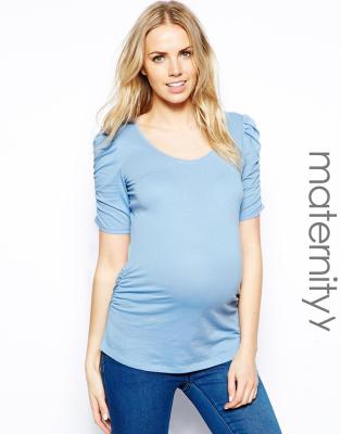 China Sky blue maternity clothes cheap with ruffle sleeve cloth for pregnance women for sale