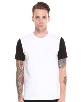 China Men blank quick dry tshirts with contrast black sleeves cotton t-shirt for sale