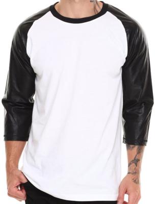 China Blank tshirt 3/4 leather sleeves for wholesale t shirt price china for sale