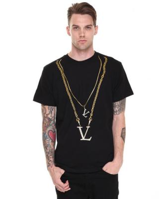 China Double Vl chains printing fashion tshirt for men t shirt for street boys for sale