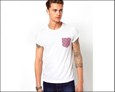 China mens blank white tee shirt with printed Pocket  oem logo service for sale