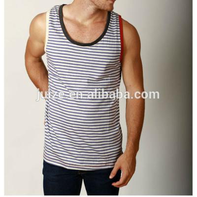 China tank top gym Stripe tank top Casual Wholesale Singlets for Men for sale