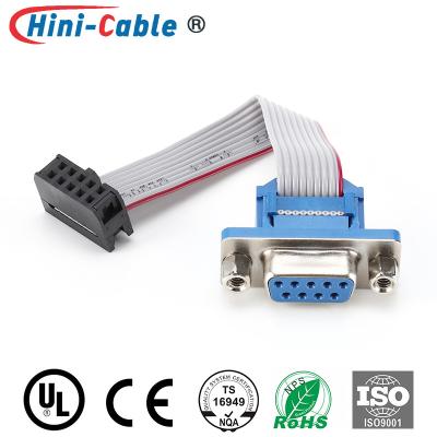 China D-SUB 9Pin with Screw to IDC 2x5Pin Flexible Flat Ribbon with Red Side Signal Transmission Connecting Wire Assembly for sale