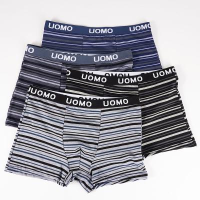 China Customization Antibacterial Wholesale Fashion Striped Mens Boxers Cotton Briefs for sale