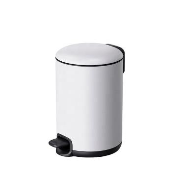 China 3/5/12/20/30L Bathroom Viable Kitchen Lid Pedal Slim Trash Can Round Soft Narrow Bin Metal Waste Bin Powder Coating for sale