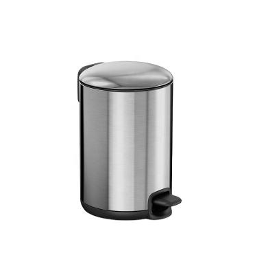 China Sustainable Kitchen Bathroom Stainless Steel 3/5/12/20/30L Lid Pedal Trash Bin Round Soft Narrow Bin for sale