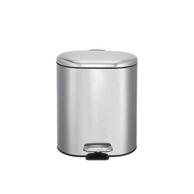 China Induction Type Pedal Recyclable Bin Oval Stainless Steel 6L With ANTI-FINGERPRINT Soft Narrow Dust Bin With Pedal for sale