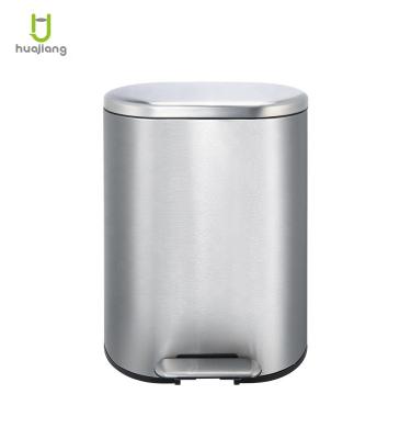 China Sustainable Pedal Bin Bathroom Kitchen Recyclable Trash Can Oval Stainless Steel 50L With Soft End ANTI-FINGERPRINT for sale