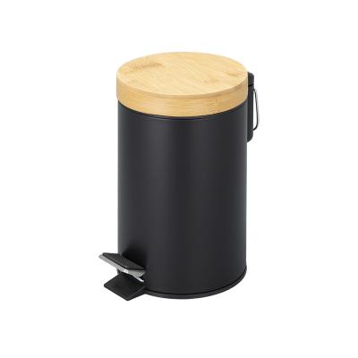 China Sustainable Hot Selling Household Stainless Steel With Bamboo Surface Treatment Waste Bins Bin for sale