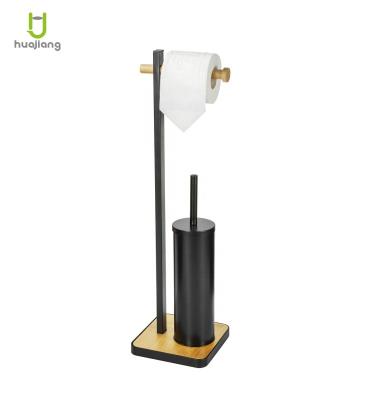 China Sustainable Bathroom Toilet Brush And Paper Holder Toilet Cleaning Brush Toilet Brush Black With Bamboo for sale