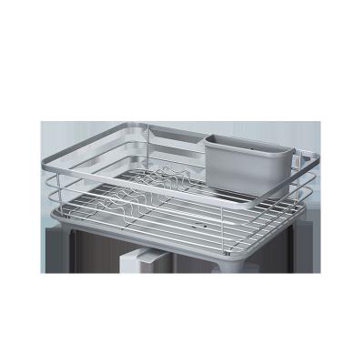 China One Tier Kitchen Dish Racks Metal Wire Utensils Rack Removable Removable Drip Tray for sale