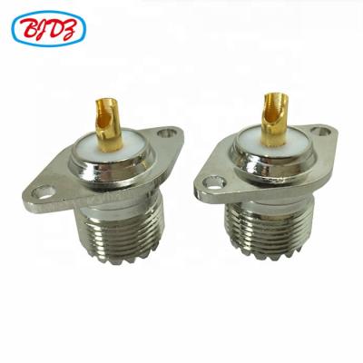 China RF Connector Female Connector RF Coaxial Weld Type pl 259 - 2 Holes Flange Connector pl259 for sale