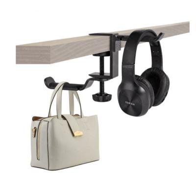 China Durable Bag Cable Hanger Headphone Hook Aluminum Under Desk Gaming Earphone Stand for sale