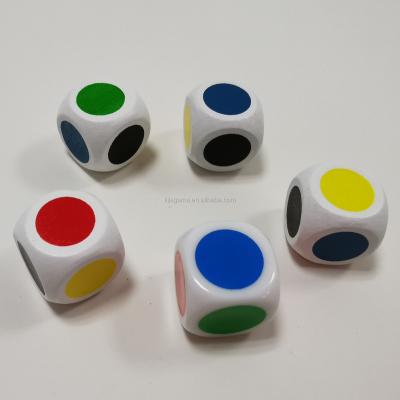 China Eco-Friendly Custom Figures Wooden Color Dots Dices Game With White Base For Board Game for sale