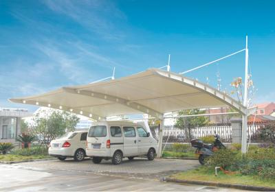 China Permanent Steel Structure Car Shelter Canopy Sunshade With PVDF Cover for sale