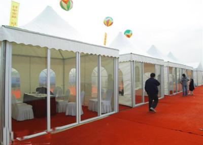 China White Pagoda Big Trade Show Canopy Tents With Clear Glass Wall And Door for sale